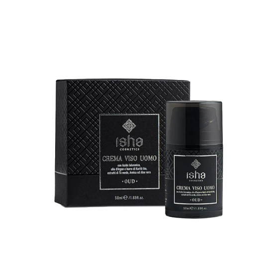 Isha Crema Viso Uomo Con Acido Ialuronico Ed Olio D'Argan 50 Ml