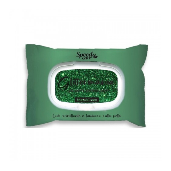 Speedy Care Glitter Mania Metal Green 15 Salviette Glitter Rinfrescanti