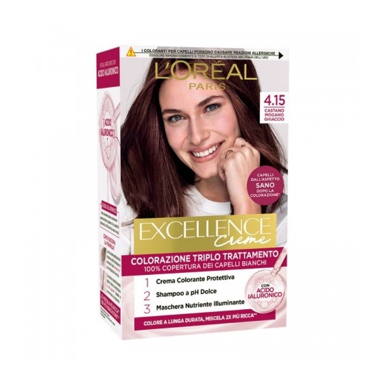 L'Oreal Paris Excellence Creme Trattamento Colorante Per Capelli N.4.15 Castano Mogano Ghiaccio