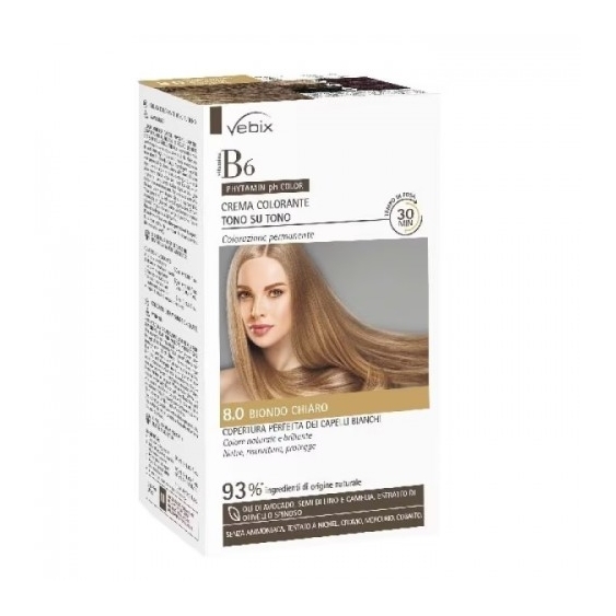 Vebix Phytamin Ph Color Colorazione Per Capelli Senza Ammoniaca N.8.0 Biondo Chiaro