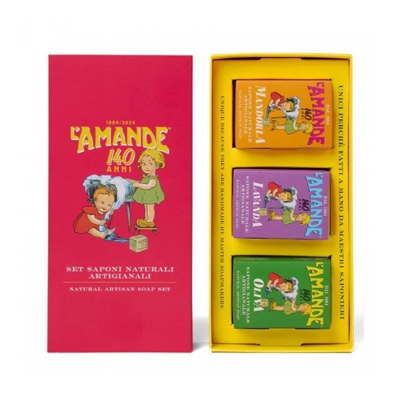 L'Amande Mandorla + Oliva + Lavanda Set Regalo Saponi Artigianali