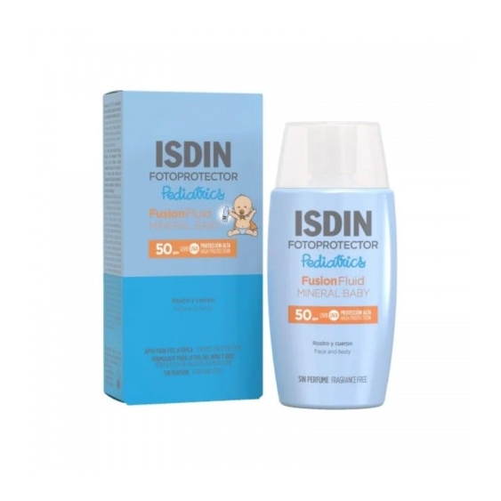 Isdin Crema Solare Viso 50 SPF Fluido Fusion Fluid Mineral Baby Pediatrics Protezione Alta 50 Ml