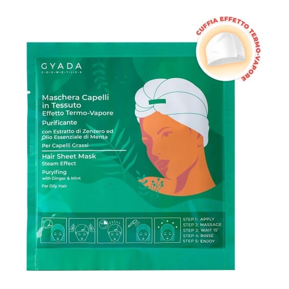 Gyada Cosmetics Maschera Capelli In Tessuto Effetto Termo-Vapore Purificante E Antiforfora 60 Ml