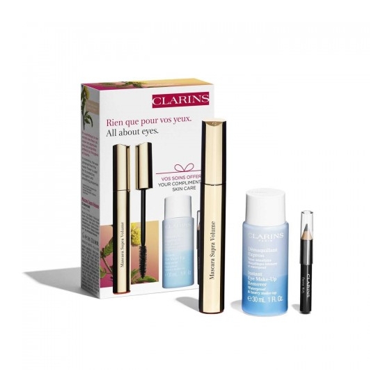 Clarins Value Pack Loyalty Supra Volume - Mascara Volumizzante + Struccante Occhi Delicato + Matita Khol