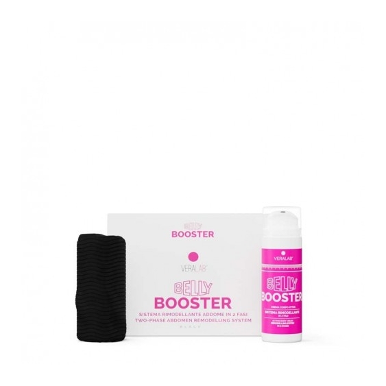 Veralab Belly Booster - Sistema Rimodellante Addome In 2 Fasi Con Crema E Guaina Micro-Massaggiante Nera Taglia M