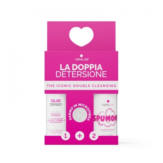 Veralab La Doppia Detersione - Olio Denso + Spumone + Panno In Microfibra