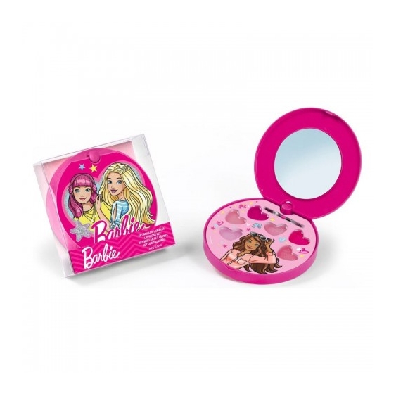 Barbie Lip Gloss Set - 6 Lip Gloss + Pennellino Applicatore + Specchio Compatto