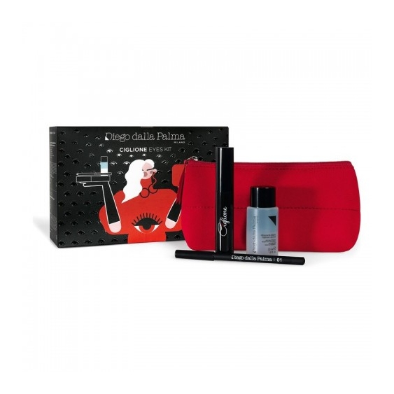 Diego Dalla Palma Ciglione Kit Eyes - Mascara Ciglione Nero + Matita Occhi N.01 + Struccante + Pochette