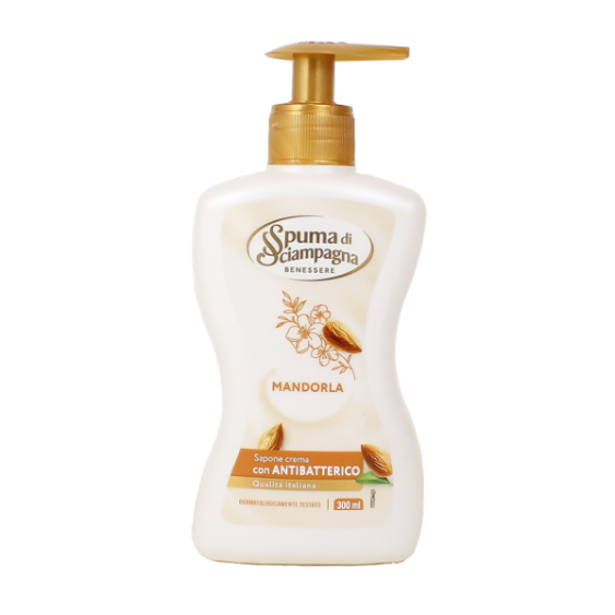 Spuma Di Sciampagna Sapone Crema Idratante Latte Di Mandorla E Burro Di Karitè 300 Ml