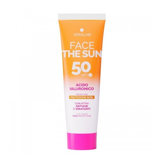 Veralab Face The Sun Spf 50 Acido Ialuronico - Protezione Solare Viso Antiage E Idratante 50 Ml