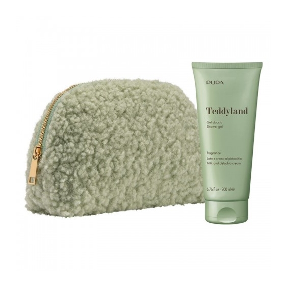 Pupa Teddyland Latte E Crema Al Pistacchio - Gel Doccia 200 Ml + Pochette Small In Tessuto