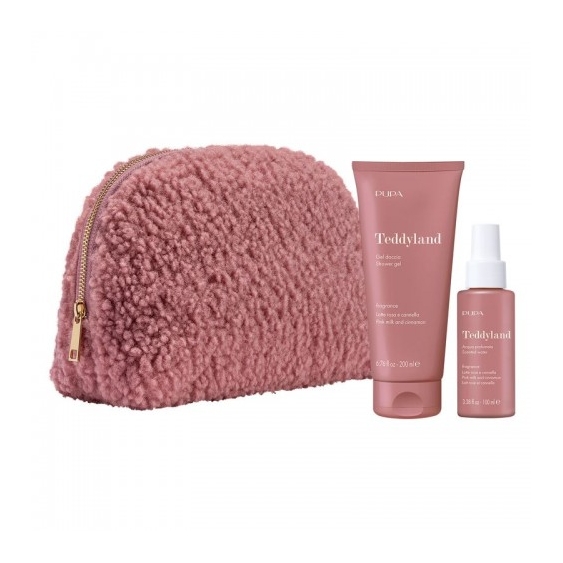 Pupa Teddyland Latte Rosa E Cannella - Gel Doccia 200 Ml + Acqua Profumata 100 Ml + Pochette Big In Tessuto Teddy