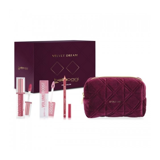 Bellaoggi Velvet Dream Magicglow - Matita Labbra Lip Liner N. 04 + Volume Boost + Gloss Affair N. 03 + Pochette