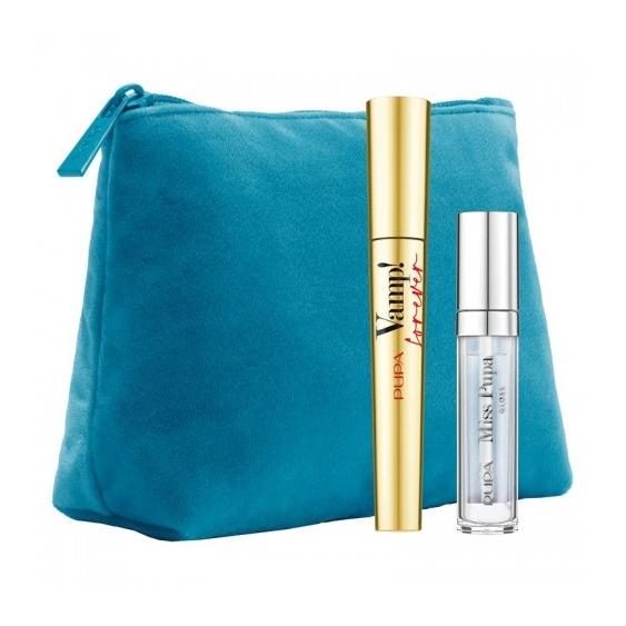 Pupa Kit - Mascara Vamp Forever N. 111 Black + Lucidalabbra Miss Gloss + Pochette Super Soffice
