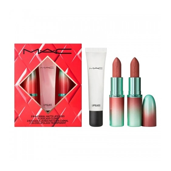 Mac Cosmetics To The Future Lip Trio - Lipstick Silky Matte Velvet Teddy + Lipstick Silky Matte Whirl + Lipglass Trasparente