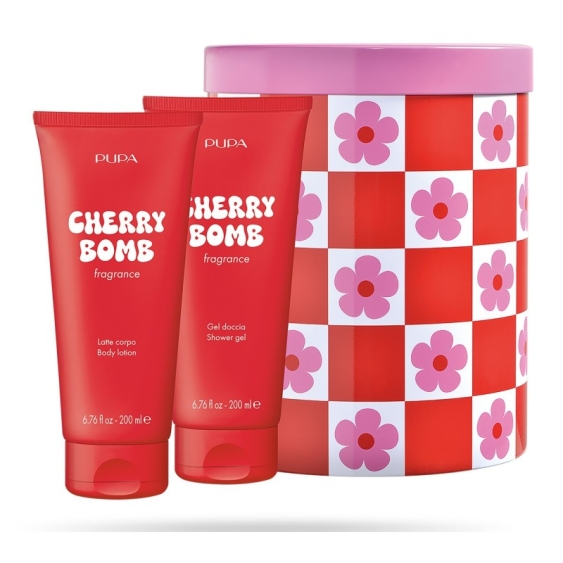 Pupa Happy Box Cherry Bomb - Gel Doccia 200 Ml + Latte Corpo 200 Ml + Confezione In Metallo