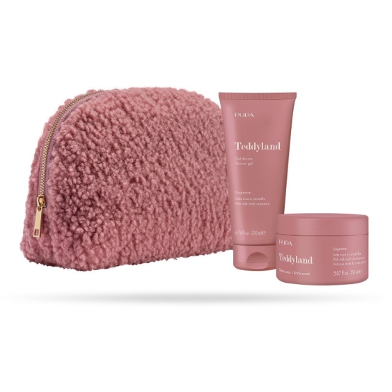 Pupa Teddyland Latte Rosa E Cannella - Gel doccia 200 ml - Scrub Corpo 150 Ml + Pochette