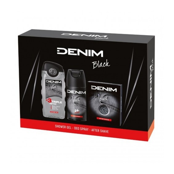 Denim Black - Shower Gel 250 Ml + Deo Spray 150 Ml + After Shave 100 Ml