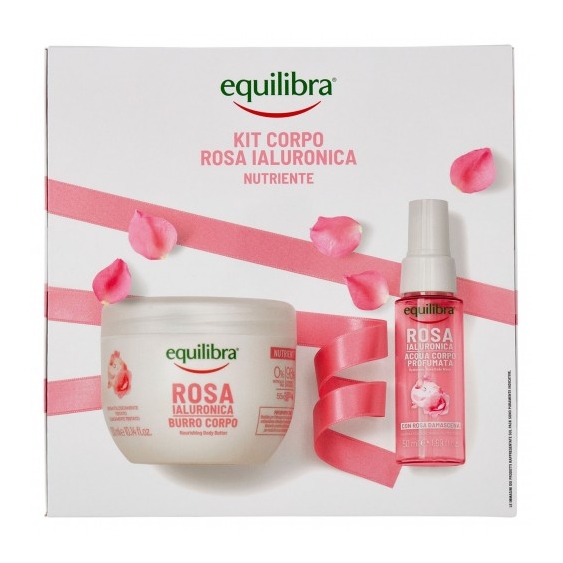 Equilibra Kit Corpo Rosa Ialuronica - Burro Corpo 300 ml + Acqua Corpo Profumata 50 ml