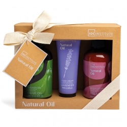 Idc Institute Natural Oil - Gel Doccia 250 Ml + Crema Mani 75 Ml + Lozione Corpo 250 Ml