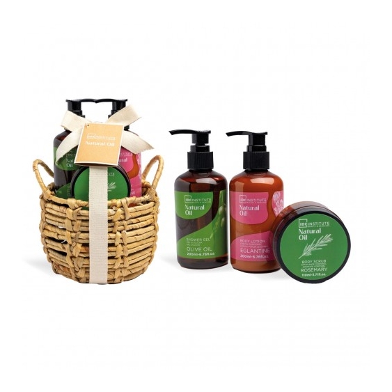 Idc Institute Natural Oil - Gel doccia 200 Ml + Lozione Corpo 200 Ml + Scrub Corpo 110 Ml