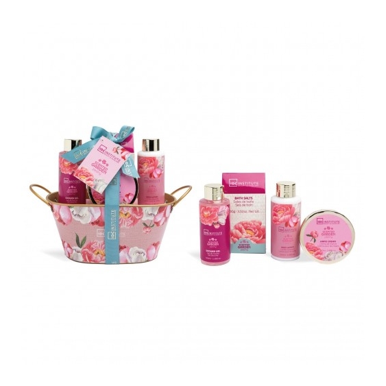 Idc Institute Scented Garden Peony - Bagnodoccia 100 Ml + Sali da bagno 100 g + Lozione Corpo 100 Ml + Crema Mani 50 Ml