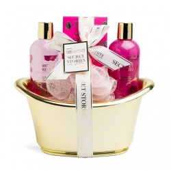 Idc Institute Secret Stories Rose Edition - Gel doccia 200 Ml + Bagnoschiuma 200 Ml + Sali Da Bagno 200 g + Spugna
