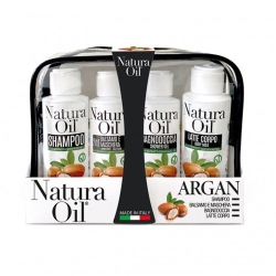 Natura Oil Pochette Argan - Shampoo 100 Ml + Balsamo 100 Ml + Bagnodoccia 100 Ml + Latte Corpo 100 Ml + Pochette