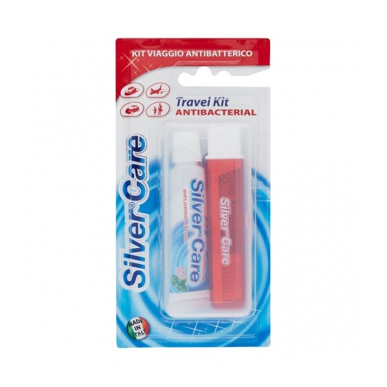 Silver Care Kit Viaggio Antibatterico - Spazzolino antibatterico + Dentifricio Gel Azione Combinata