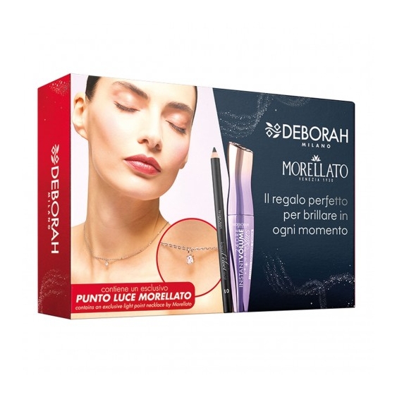 Deborah Mascara Instant Volume Up To The Stars + Matita Occhi Kajal Velvet Mat N. 01 + Punto Luce Morellato