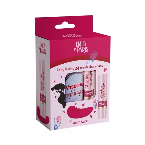 Emily In Paris Gift Pack Vaseline - Balsamo Labbra Parisian Pink + Specchietto