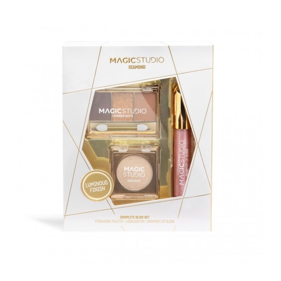 Magic Studio Diamond Complete Glow Set - Palette Ombretti + Illuminante + Lip Gloss