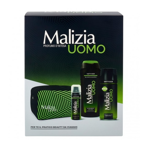 Malizia Vetyver Uomo - Schiuma da Barba 50 ml + Gel Doccia Shampoo 250 ml + Deodorante Spray 175 ml
