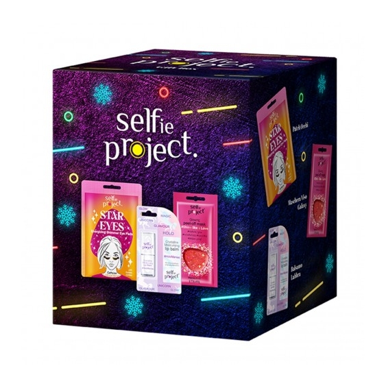 Selfie Project Gift Set Viola - Maschera Viso Galaxy + Patch Occhi Star Eyes + Balsamo Labbra
