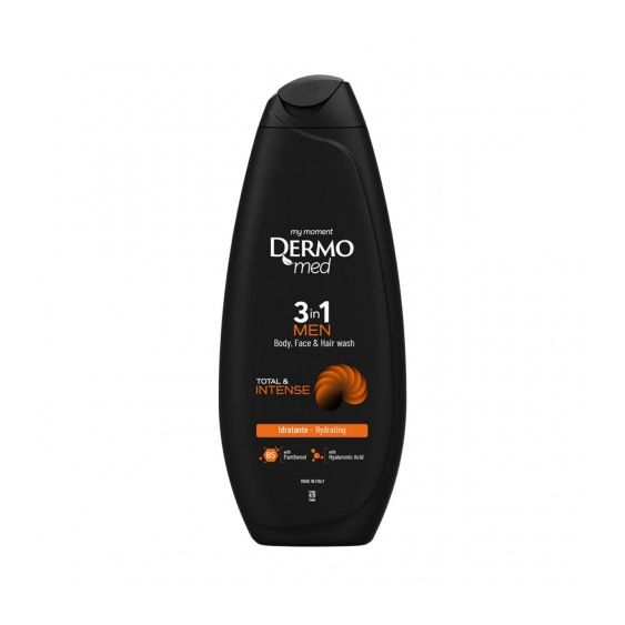 Dermomed Men Total & Intense - Bagnodoccia 3in1 per Corpo Viso e Capelli 250 ml