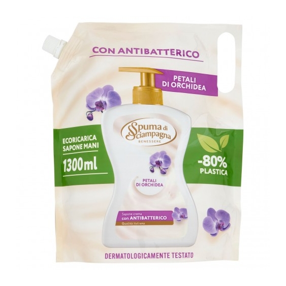 Spuma Di Sciampagna Sapone Crema Petali Di Orchidea - Ecoricarica da 1300 ml