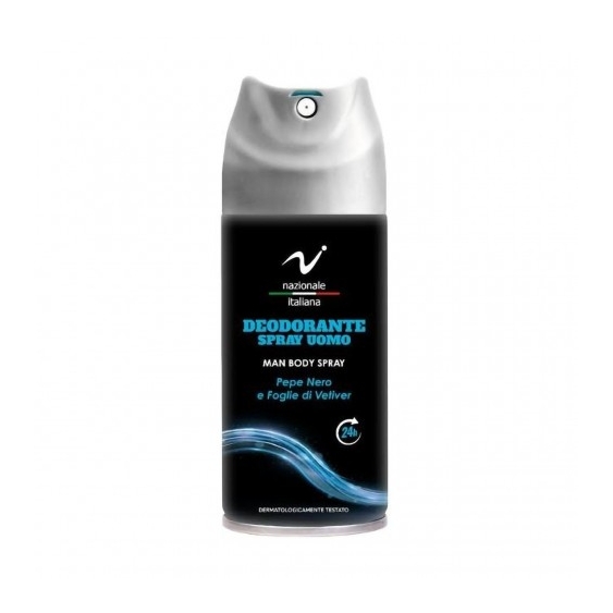 Nazionale Italiana Deodorante Spray Uomo al Pepe Nero e Foglie di Vetiver 150 ml