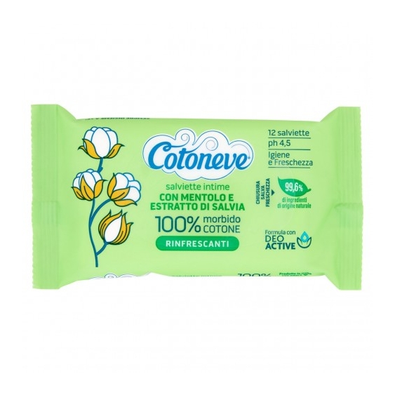 Cotoneve 12 Salviette Intime con Mentolo e Estratto di Salvia