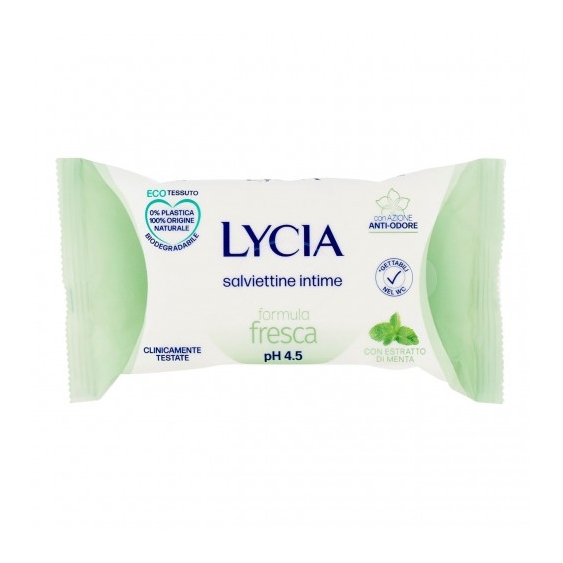 Lycia 12 Salviettine Intime Formula Fresca Con pH 4.5 con Estratto di Menta