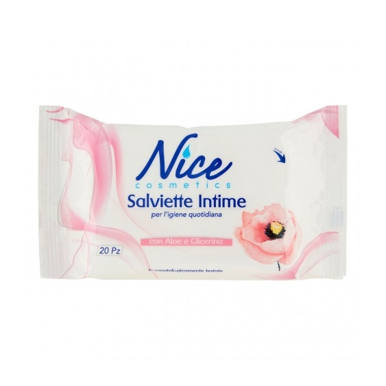 Nice 20 Salviette Intime Con Aloe e Glicerina