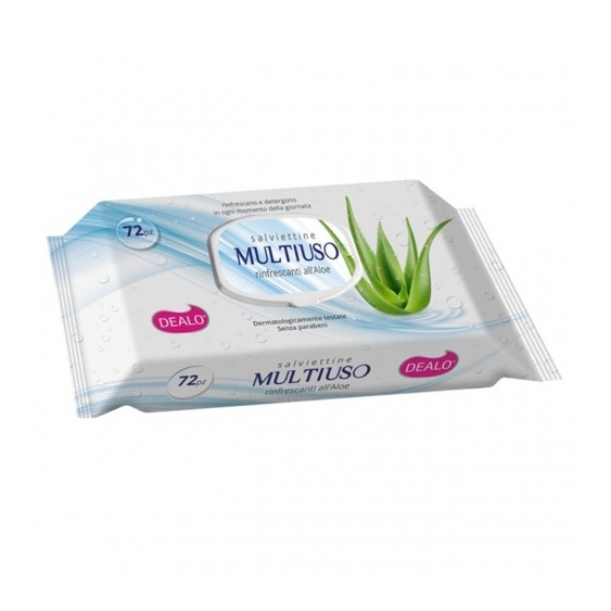 Dealo 72 Salviettine Multiuso Rinfrescanti all'Aloe