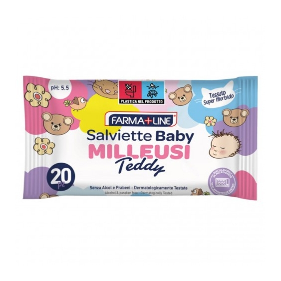 Farmaline Teddy - 20 Salviette Baby Milleusi