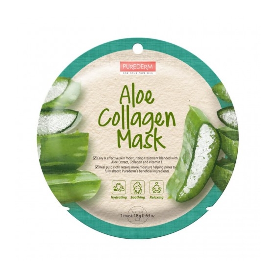 Purederm Aloe Collagen Mask - Maschera In Tessuto 18 G