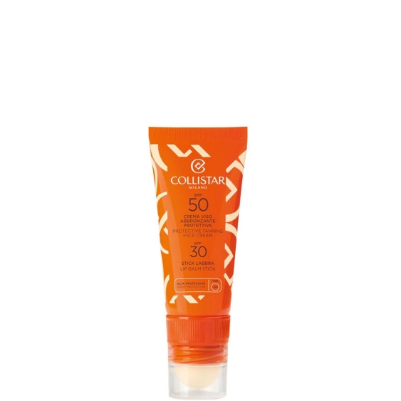Collistar Crema Viso Abbronzante Protettiva Spf50 20 ml + Stick Labbra Spf30 3,2 ml