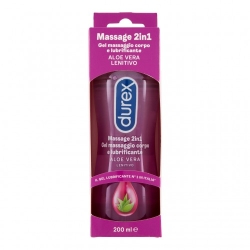 Durex Gel Massaggio 2in1 Aloe Vera Lenitivo - Gel massaggio corpo e lubrificante 200 Ml
