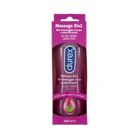 Durex Gel Massaggio 2in1 Aloe Vera Lenitivo - Gel massaggio corpo e lubrificante 200 Ml